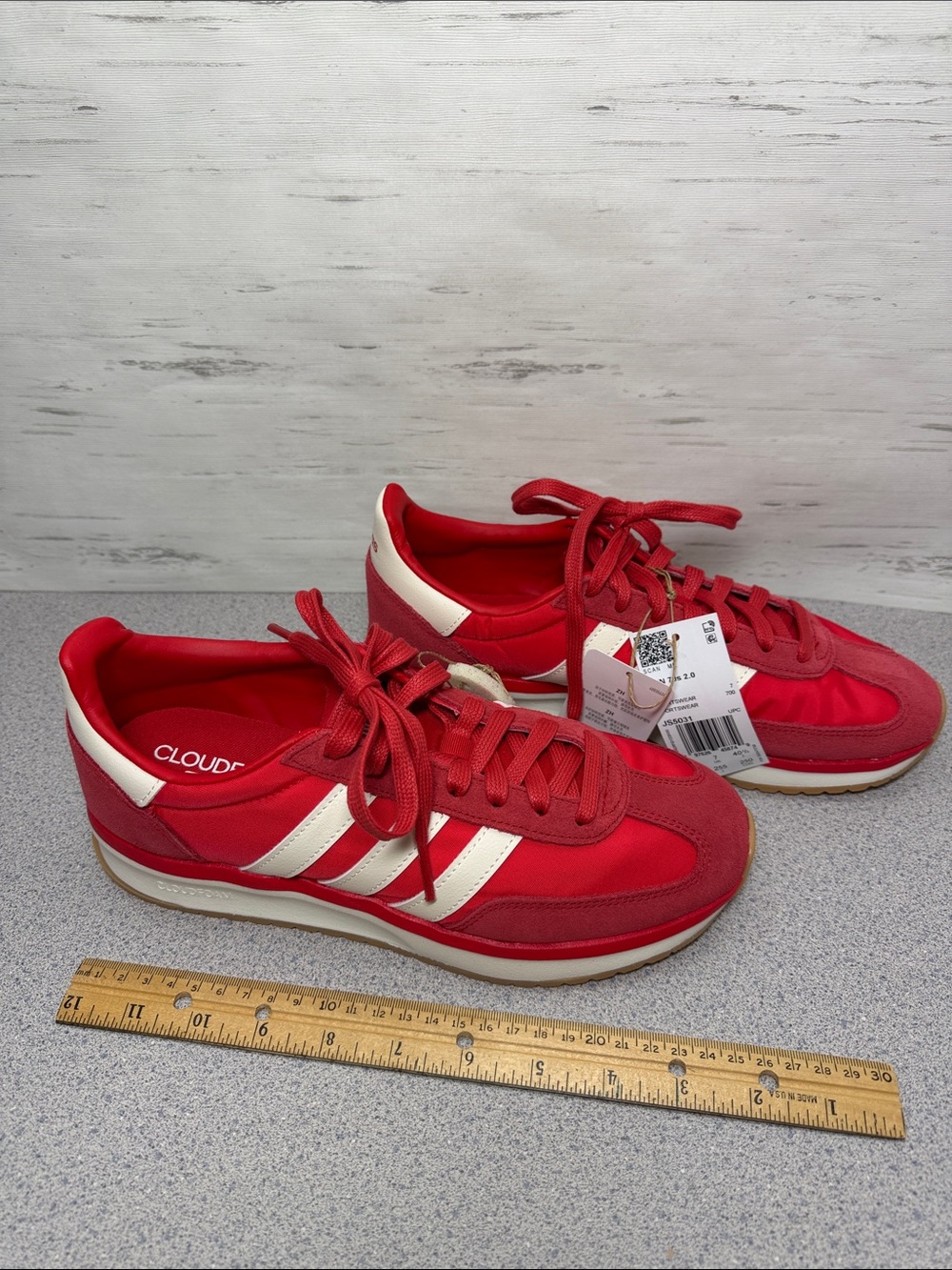 adidas Women's Red and White Cloudfoam Sneakers